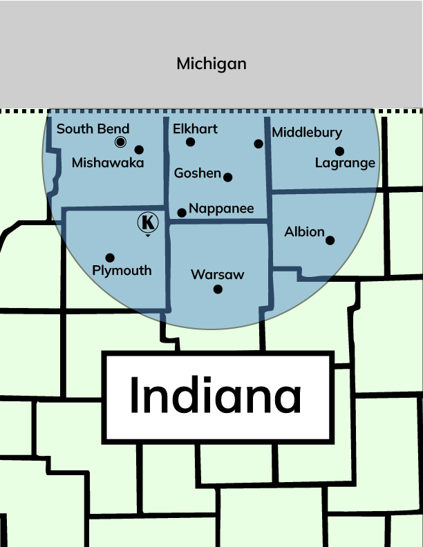 Kauffman Service Area Map